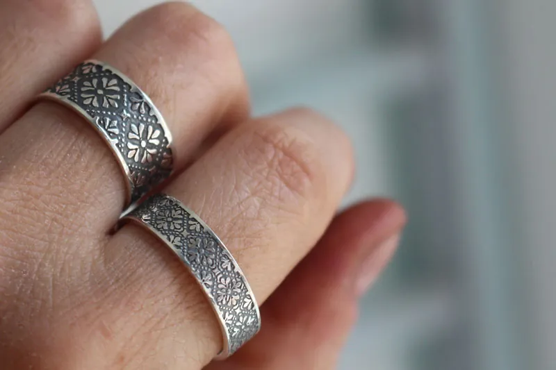 Helorian, bague fleur médiévale en argent