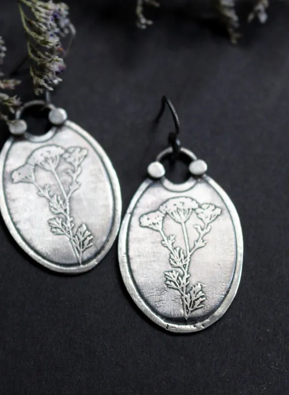 Heracleum, boucles d’oreilles botanique en argent