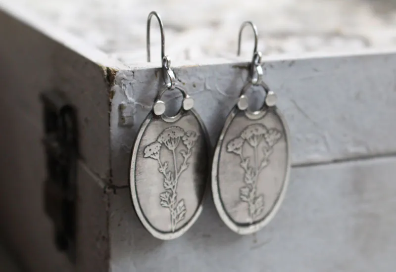 Heracleum, boucles d’oreilles botanique en argent
