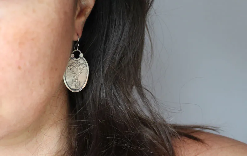 Heracleum, boucles d’oreilles botanique en argent