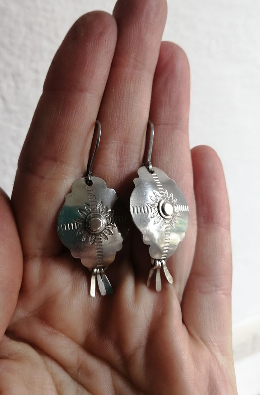 Halo solaire, boucles d’oreilles soleil baroque en argent