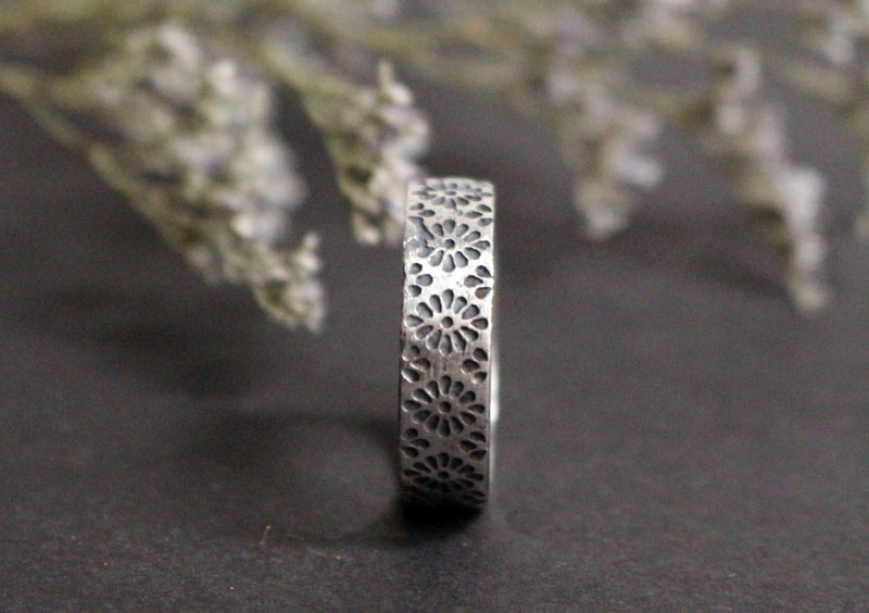 Hanabi, bague fleur stylisée japonaise en argent