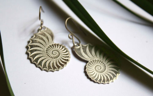 Hélix, boucles d’oreilles escargot nautilus en argent