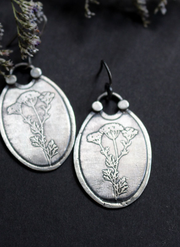 Heracleum, boucles d’oreilles botaniques en argent