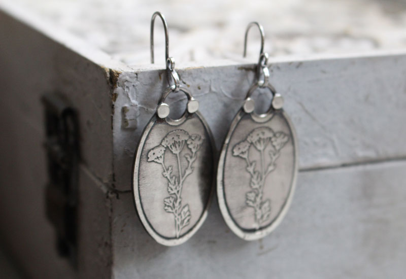 Heracleum, boucles d’oreilles botaniques en argent