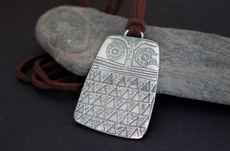 Hibou néolithique, collier oiseau de l’âge du cuivre en argent