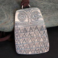 Hibou néolithique, collier oiseau de l’âge du cuivre en argent