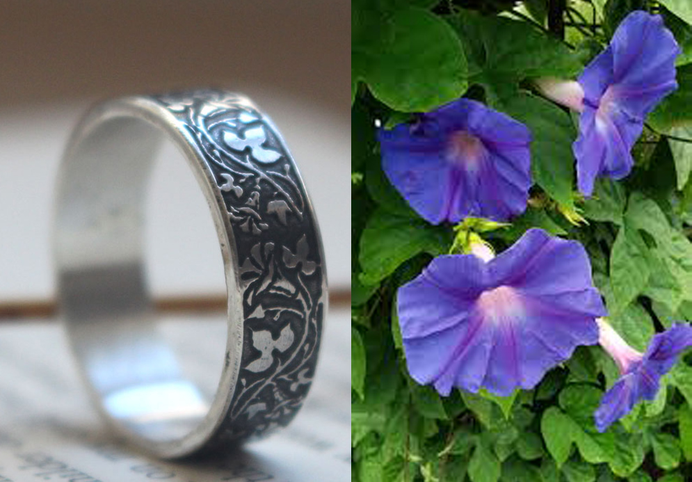 Ipomée, bague fleur en argent