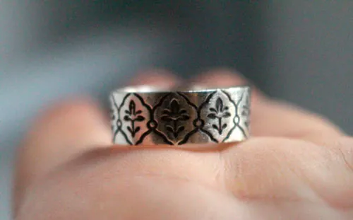 Iris, bague fleur art nouveau en argent