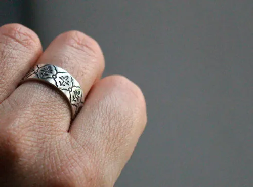 Iris, bague fleur art nouveau en argent