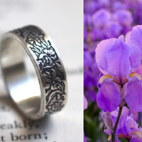 Iris, bague fleur en argent