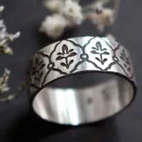 Iris, bague fleur art nouveau en argent