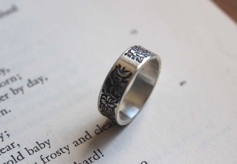 Iris, bague fleur en argent