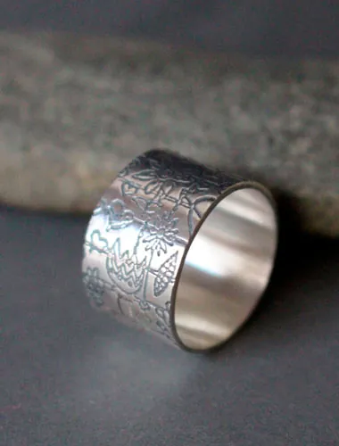 Jardin d’enfants, bague dessin d’enfant en argent