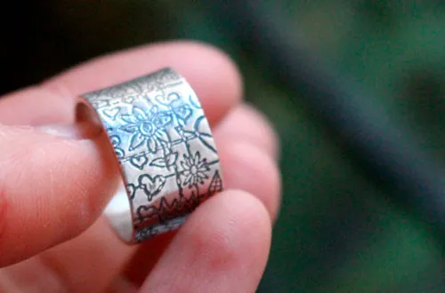 Jardin d’enfants, bague dessin d’enfant en argent