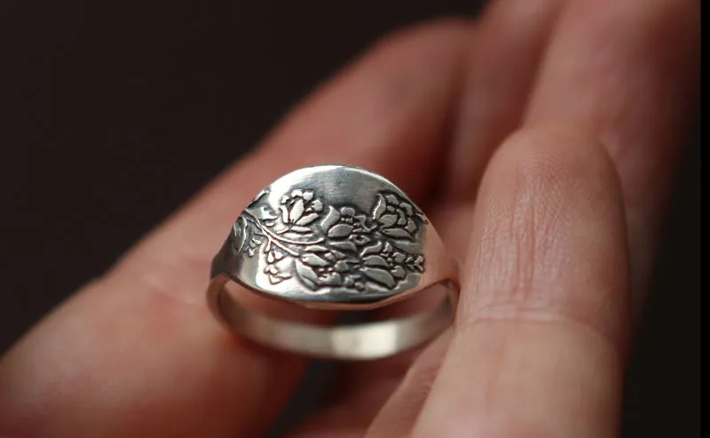 Jardin de roses, bague fleurs en argent