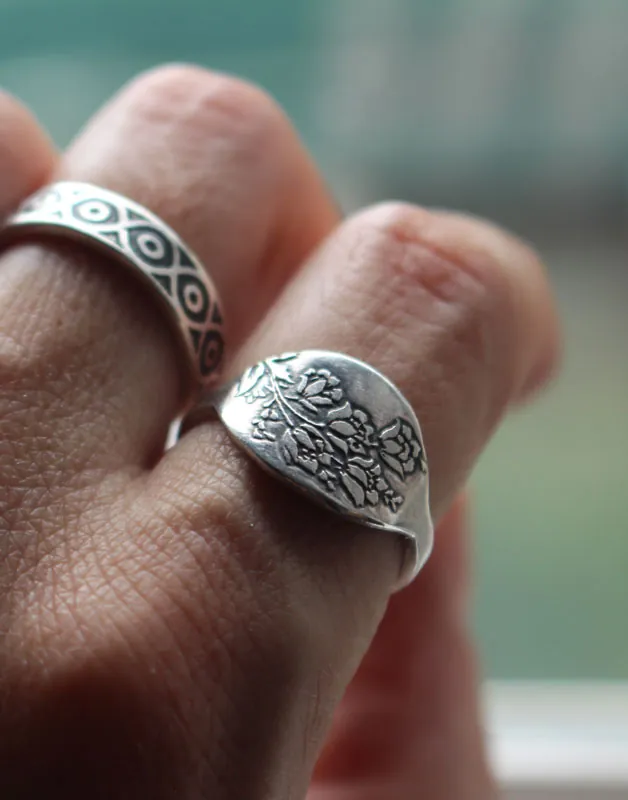 Jardin de roses, bague fleurs en argent