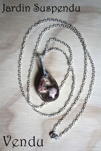 Jardin suspendu, collier mystère de Babylone en argent et quartz fantôme
