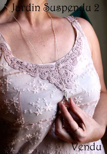 Jardin suspendu, collier mystère de Babylone en argent et quartz fantôme