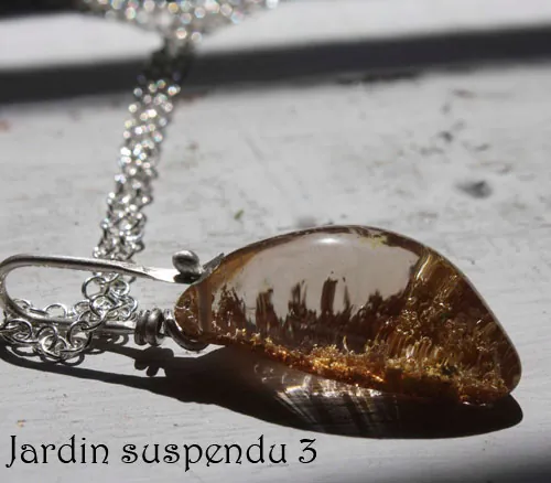 Jardin suspendu, collier mystère de Babylone en argent et quartz fantôme