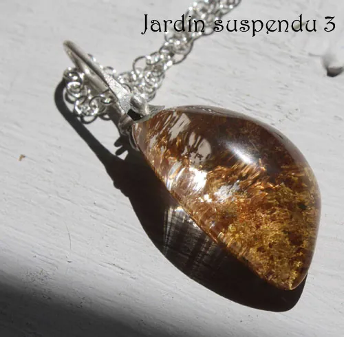 Jardin suspendu, collier mystère de Babylone en argent et quartz fantôme