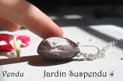Jardin suspendu, collier mystère de Babylone en argent et quartz fantôme