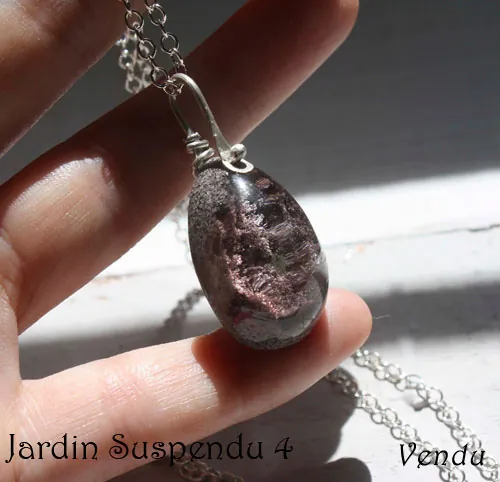 Jardin suspendu, collier mystère de Babylone en argent et quartz fantôme