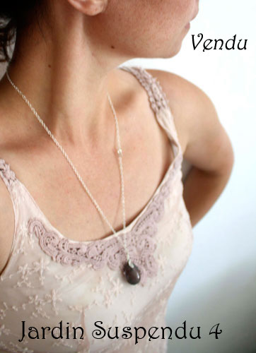 Jardin suspendu, collier mystère de Babylone en argent et quartz fantôme