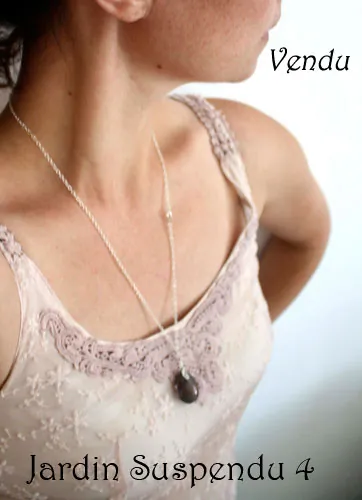 Jardin suspendu, collier mystère de Babylone en argent et quartz fantôme