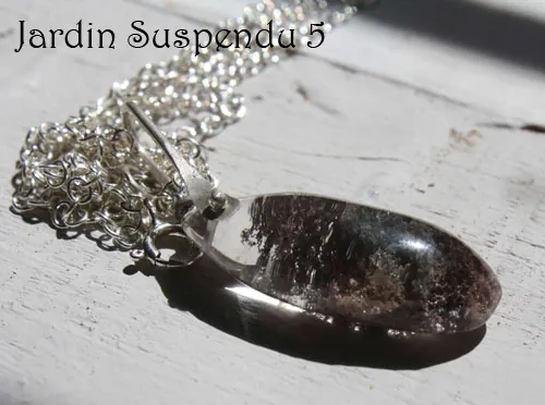 Jardin suspendu, collier mystère de Babylone en argent et quartz fantôme
