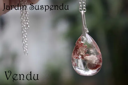 Jardin suspendu, collier mystère de Babylone en argent et quartz fantôme