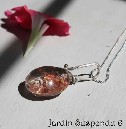 Jardin suspendu, collier mystère de Babylone en argent et quartz fantôme