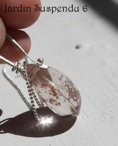 Jardin suspendu, collier mystère de Babylone en argent et quartz fantôme