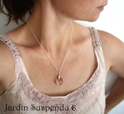 Jardin suspendu, collier mystère de Babylone en argent et quartz fantôme