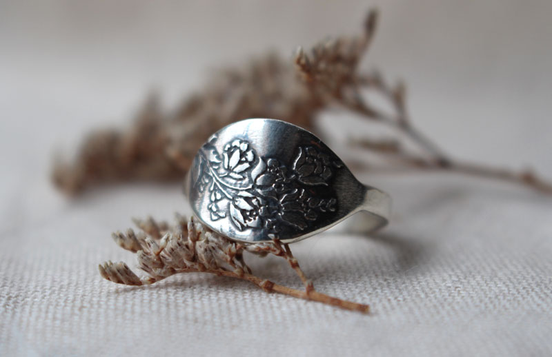 Jardin de roses, bague fleurs en argent