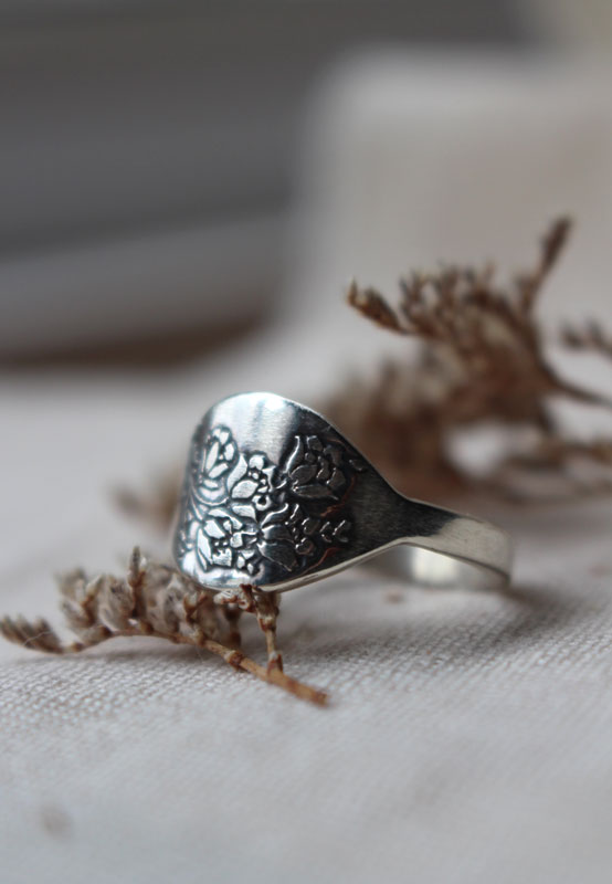 Jardin de roses, bague fleurs en argent