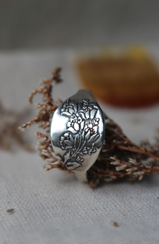 Jardin de roses, bague fleurs en argent