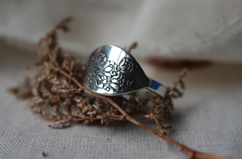 Jardin de roses, bague fleurs en argent