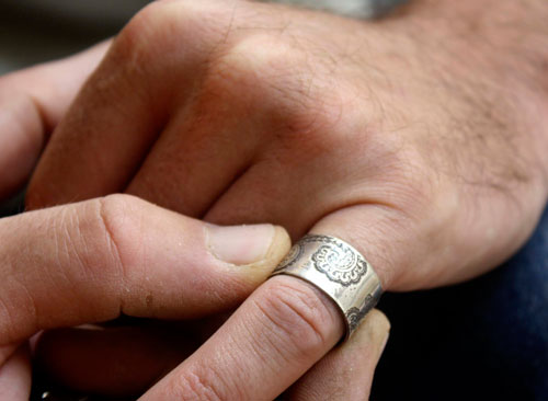 Jasmin d&rsquo;hiver, bague fleur indienne, motif cachemire en argent