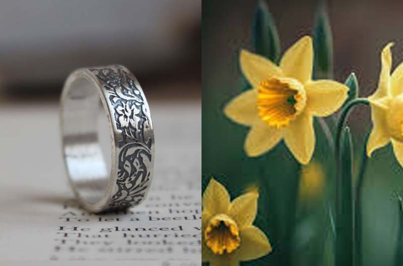 Jonquille, bague fleur en argent