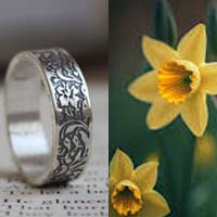 Jonquille, bague fleur en argent