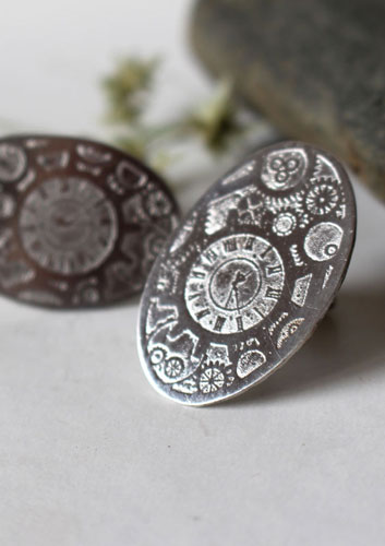 Jules, boutons de manchettes engrenages steampunk en argent