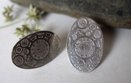 Jules, boutons de manchettes engrenages steampunk en argent