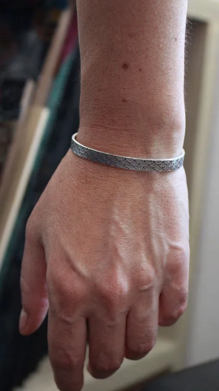 Kaito, bracelet seigaiha, vagues japonaises en argent
