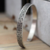 Kaito, bracelet seigaiha, vagues japonaises en argent
