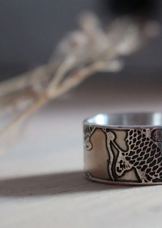 Koï, bague carpe poisson japonais en argent