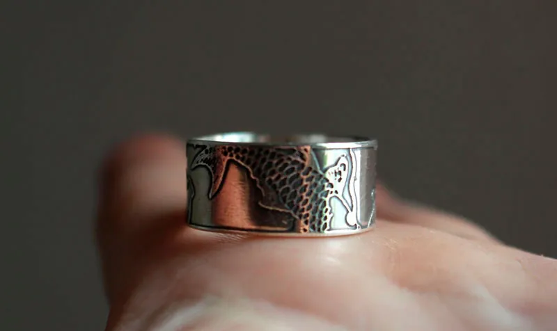 Koï, bague carpe poisson japonais en argent