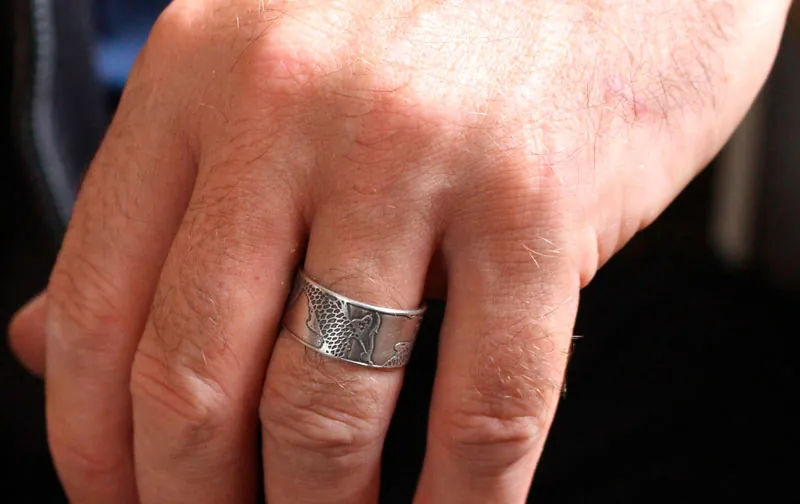Koï, bague carpe poisson japonais en argent