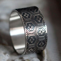 Kikko, bague écailles de tortue japonaise en argent