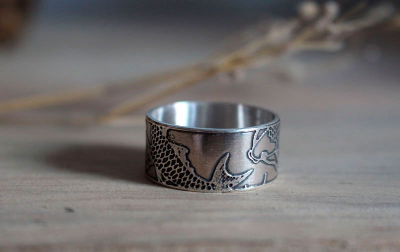Koï, bague poisson japonais en argent
